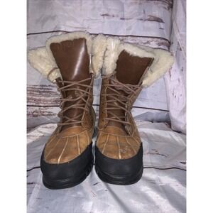 Ralph Lauren Quinta Duck Australian Shearling Boots Brown Women's Size 7.5